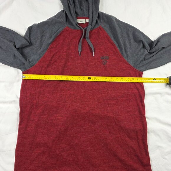Vans Two Tone Mens XL Gray Red Lightweight Hooded Long Sleeve Shirt Winter Warm - Picture 7 of 10